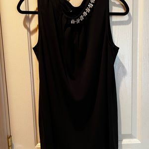 Dressy black popover top for evening wear or holiday party